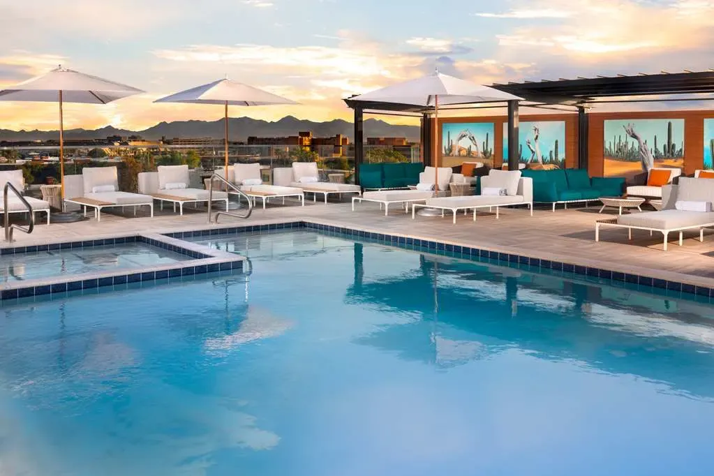 The rooftop pool at Canopy by Hilton Scottsdale Old Town, Phoenix.