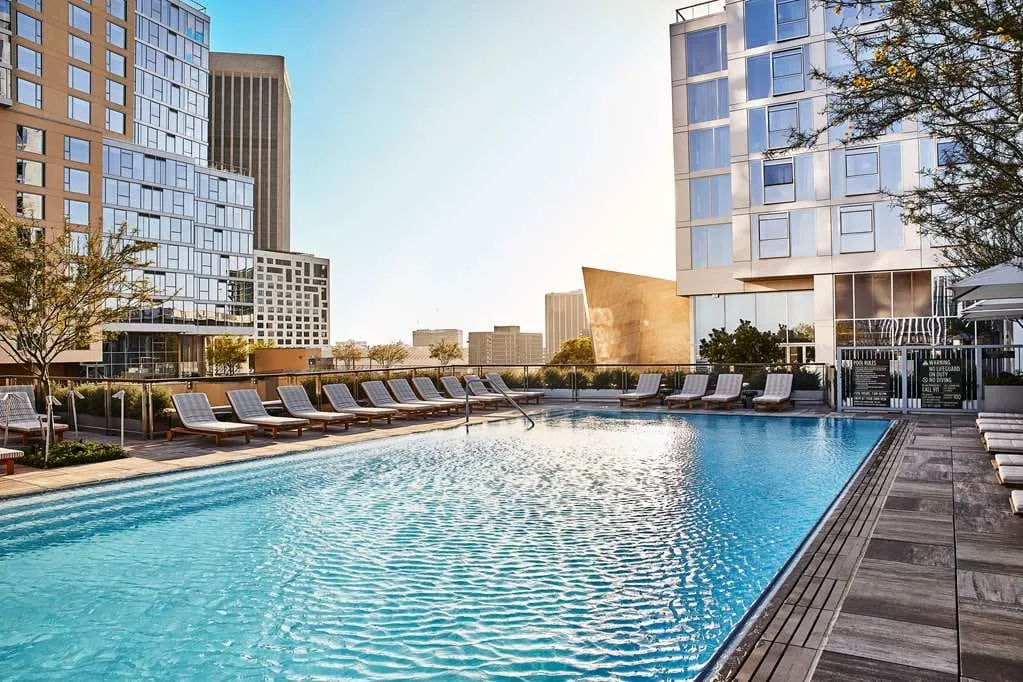 The rooftop pool at Conrad Los Angeles, Los Angeles.