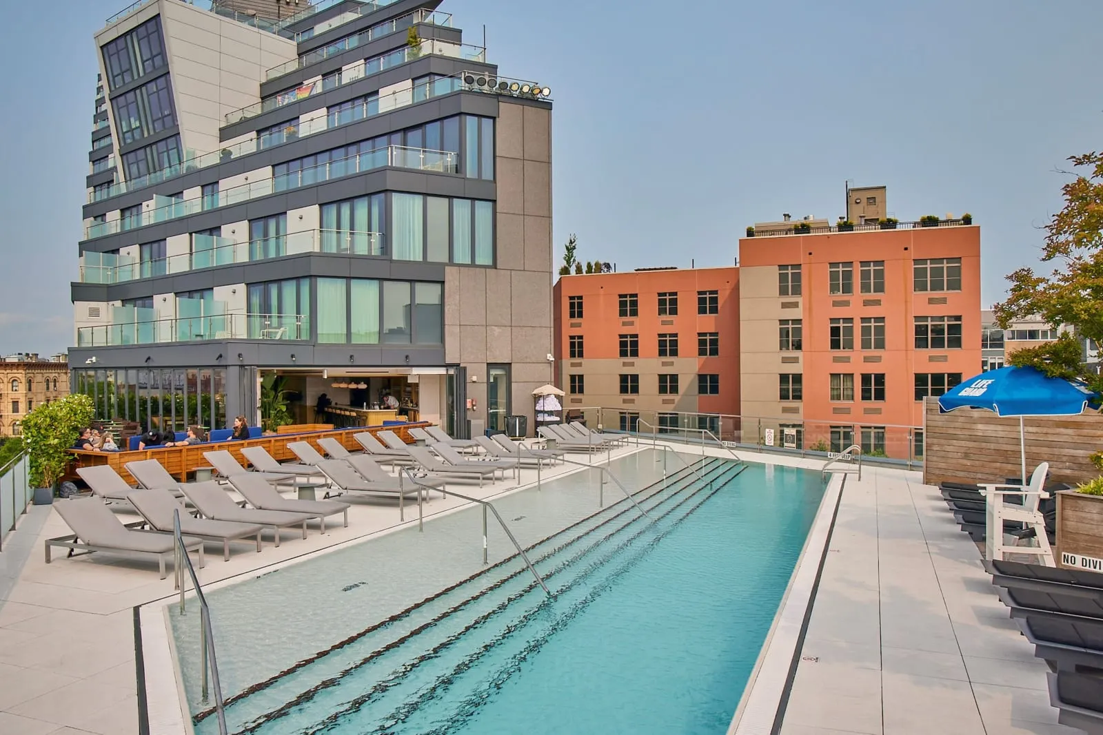 The rooftop pool at Hotel Indigo Williamsburg, New York.