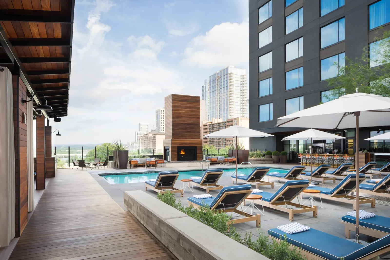 The rooftop pool at Hotel Van Zandt, Austin.