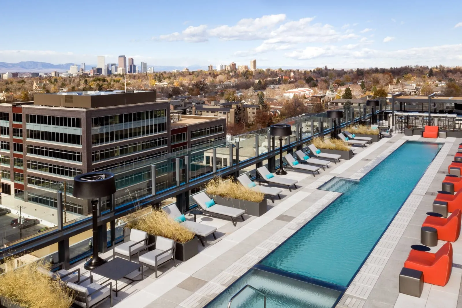 The rooftop pool at The Jacquard, Autograph Collection, Denver.