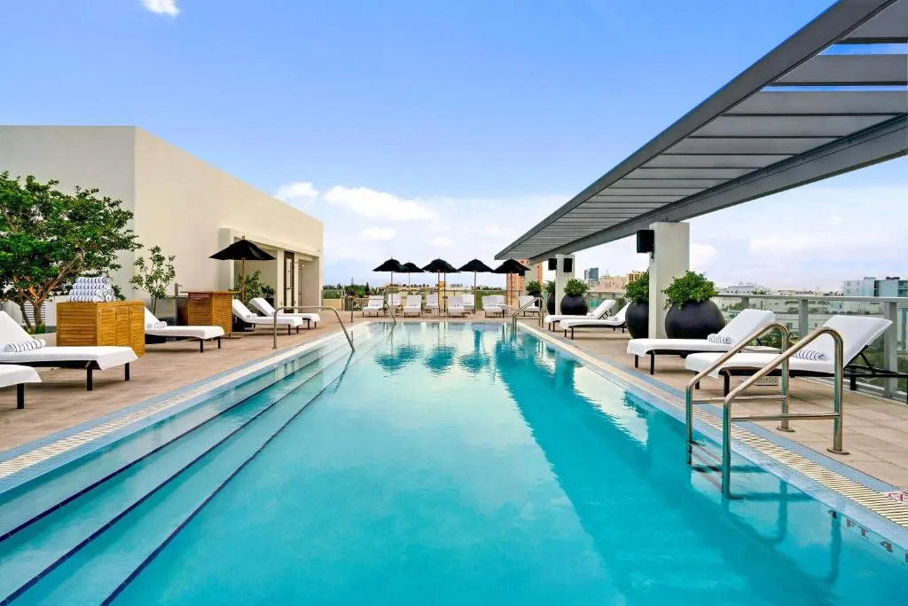 The rooftop pool at Kimpton Angler's Hotel South Beach, Miami.