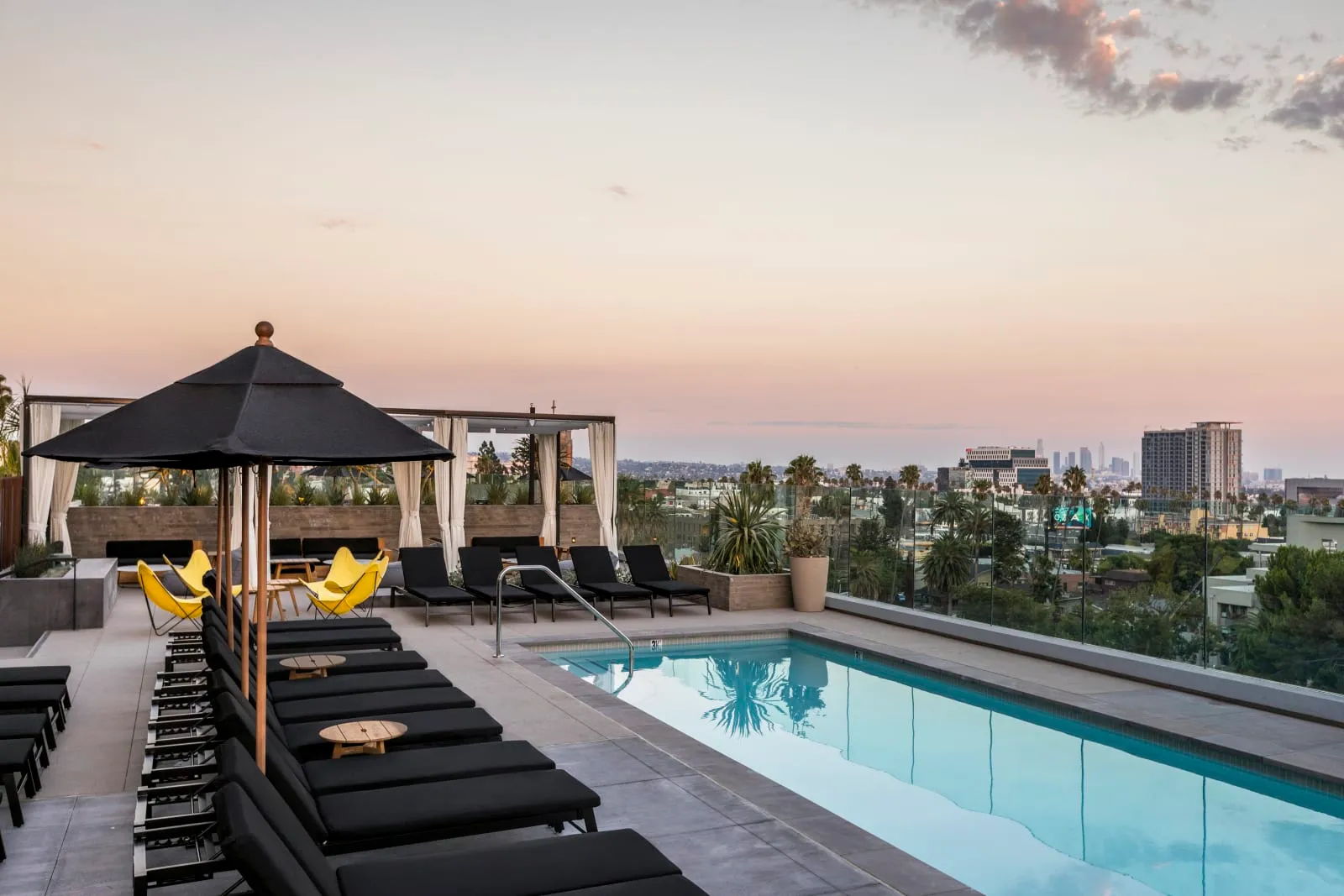 The rooftop pool at Kimpton Everly Hotel, Los Angeles.