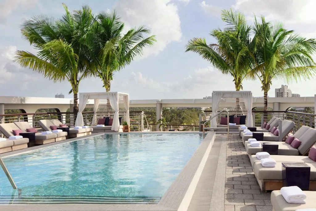 The rooftop pool at Kimpton Hotel Palomar South Beach, Miami.