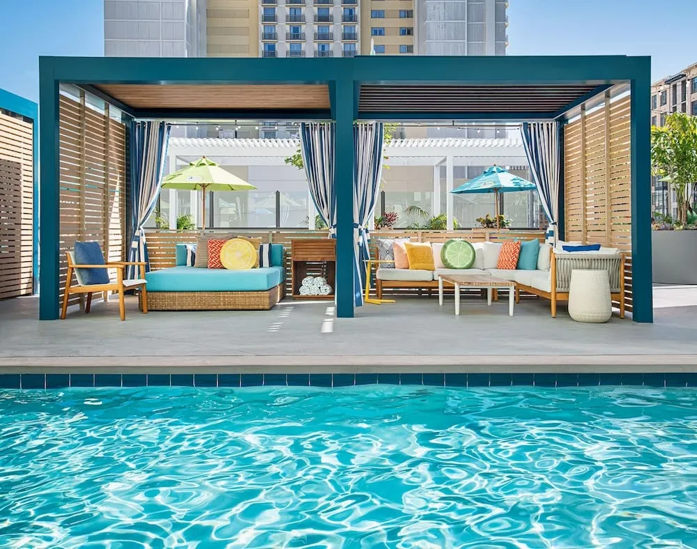The rooftop pool at Margaritaville Hotel San Diego Gaslamp Quarter, San Diego.