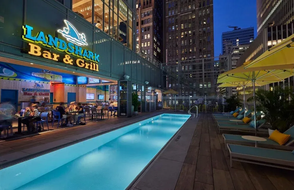 The rooftop pool at Margaritaville Resort Times Square, New York.