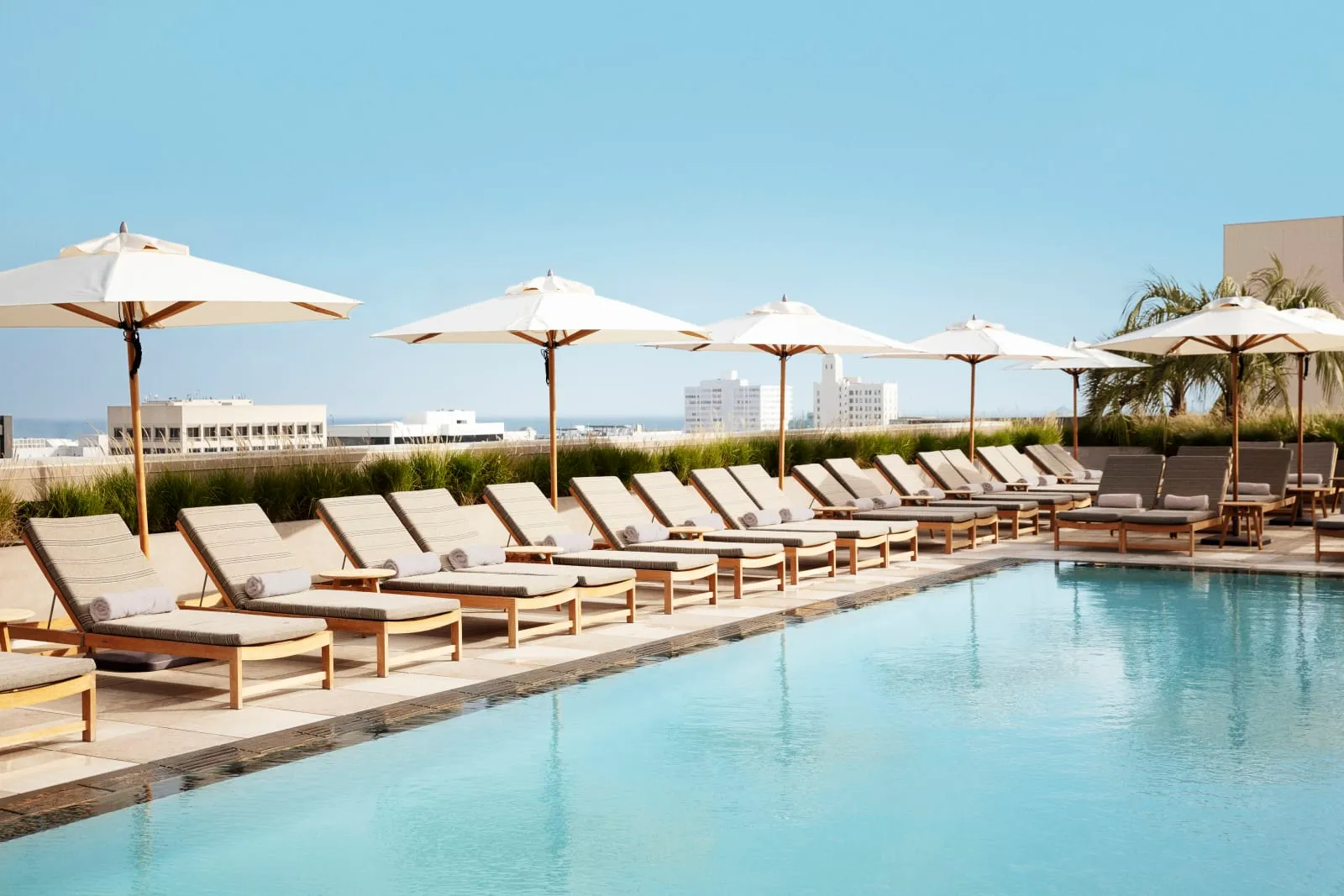 The rooftop pool at Santa Monica Proper, Los Angeles.