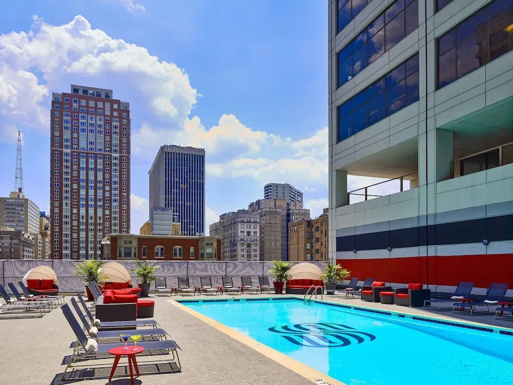 The rooftop pool at Sonesta Philadelphia Rittenhouse Square, Philadelphia.