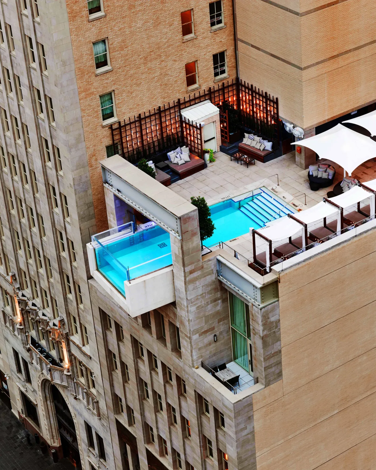 The rooftop pool at The Joule, Dallas.