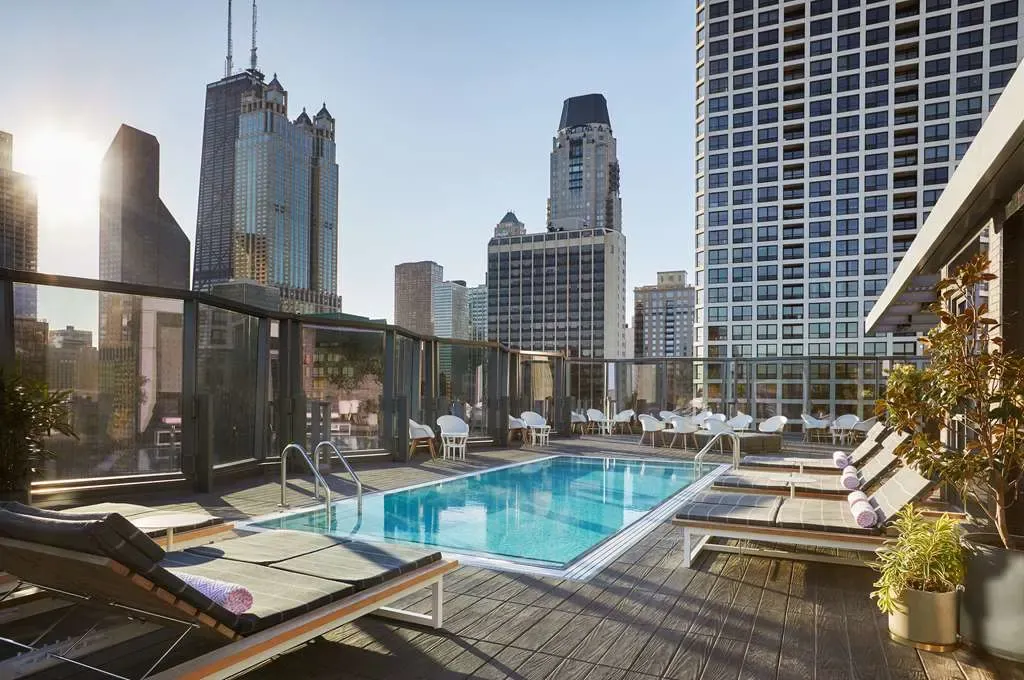 The rooftop pool at Viceroy Chicago, Chicago.