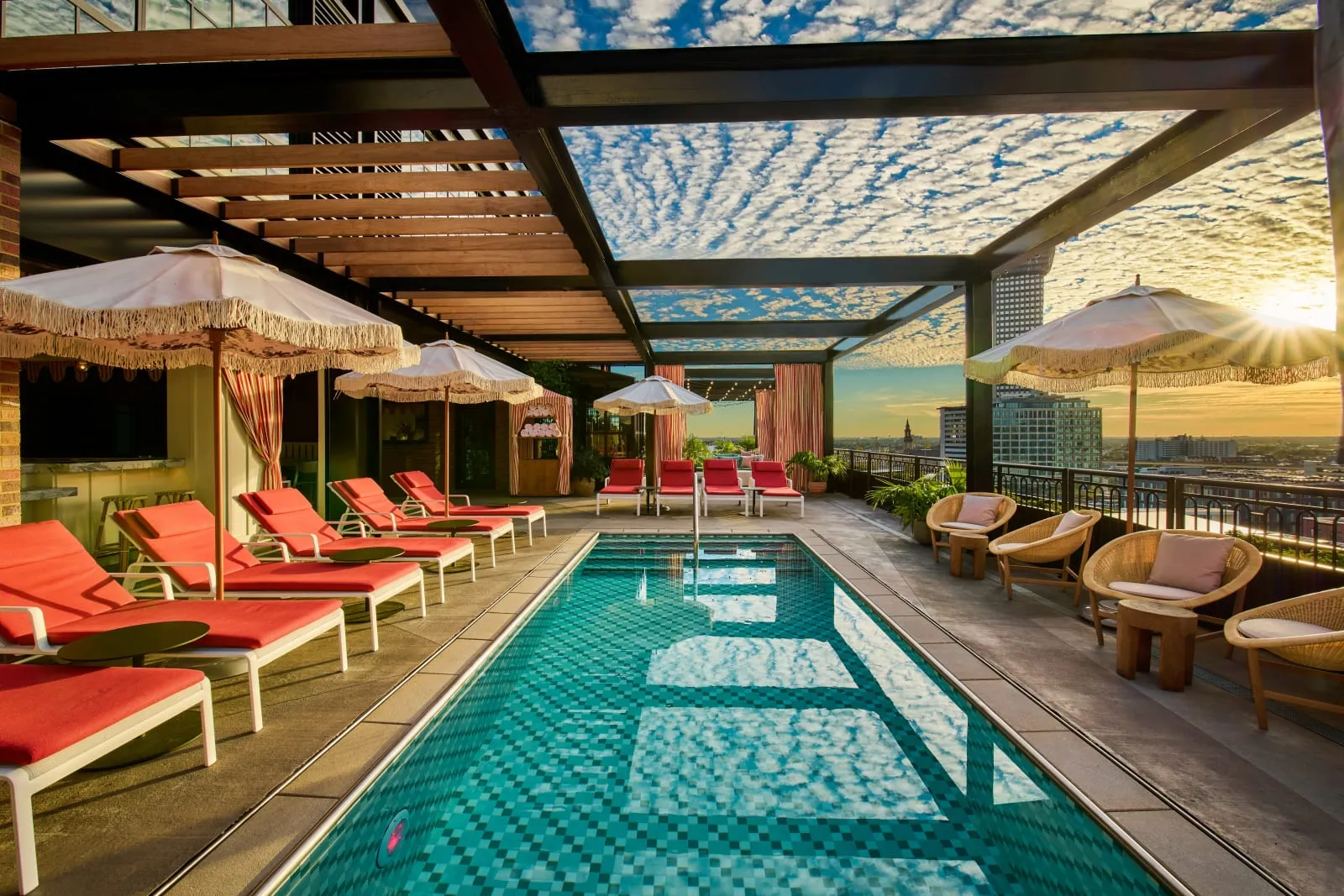 The rooftop pool at Virgin Hotels New Orleans, New Orleans.
