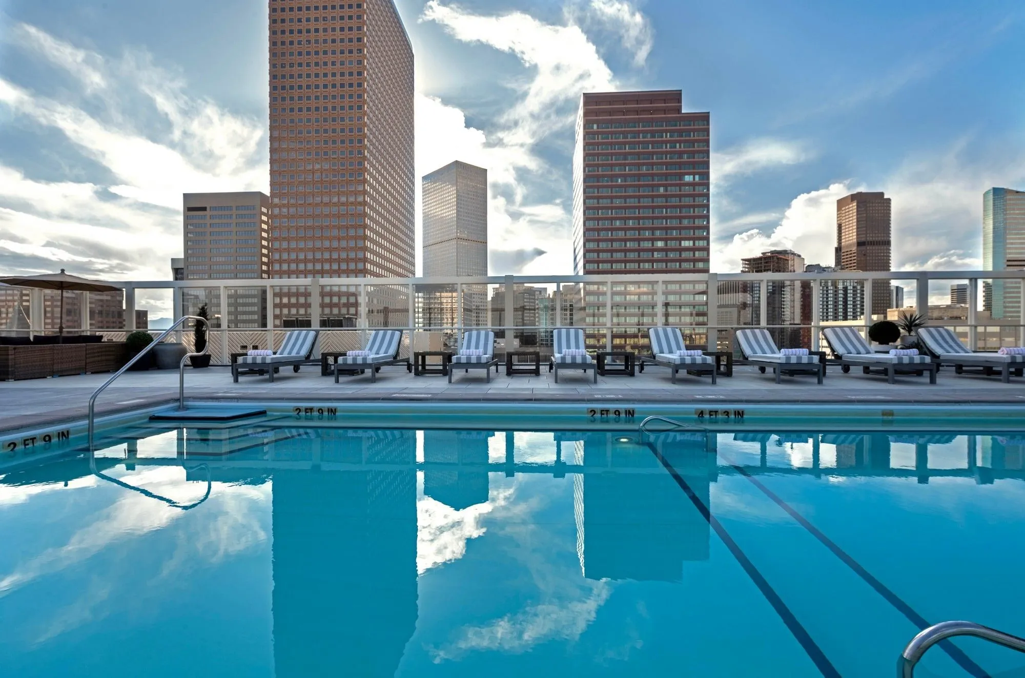 The rooftop pool at Warwick Denver, Denver.